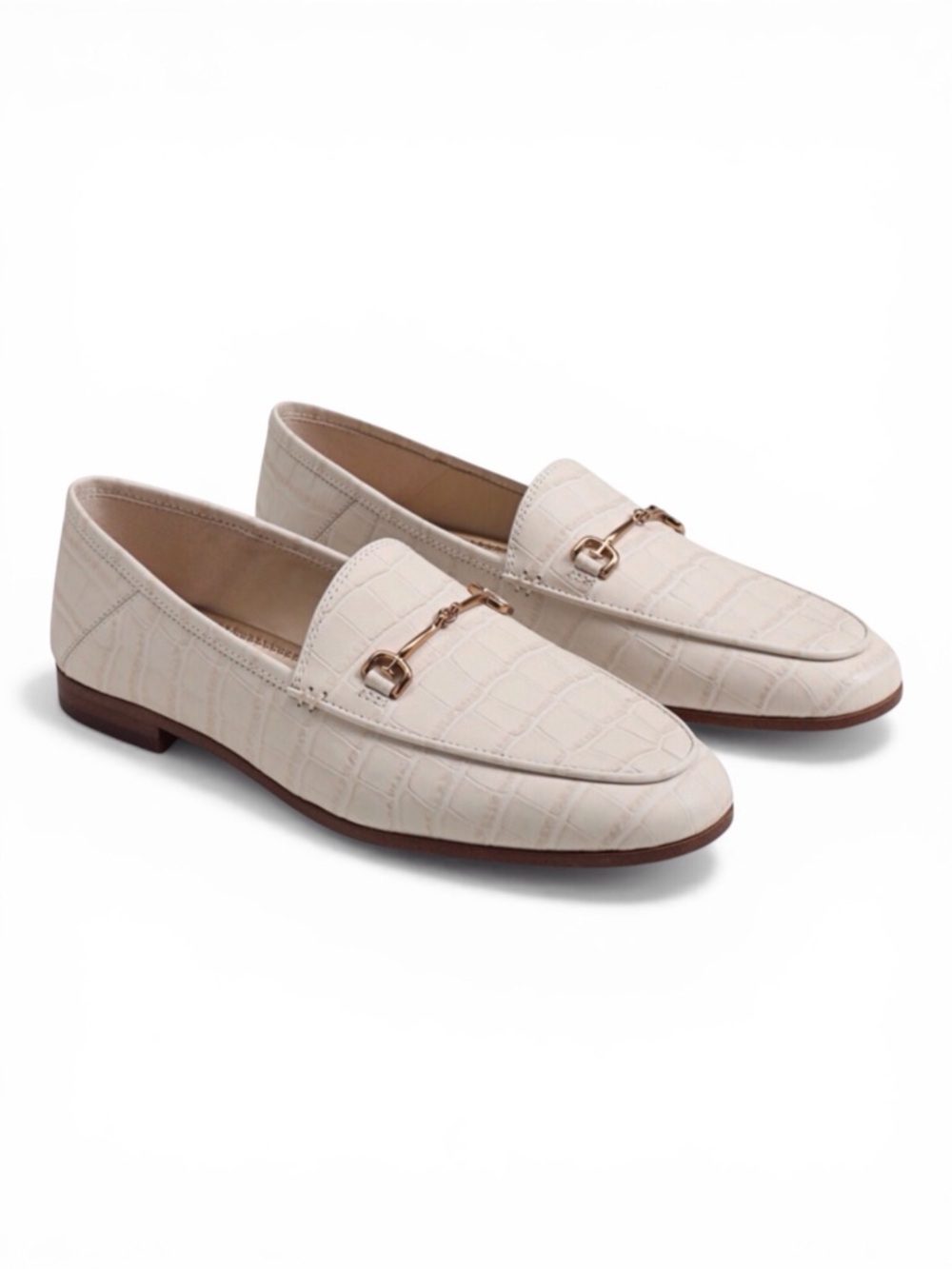 Sam Edelman Loraine Bit Loafer Cream Croc-Embossed/Gold Size-5.5 NIB